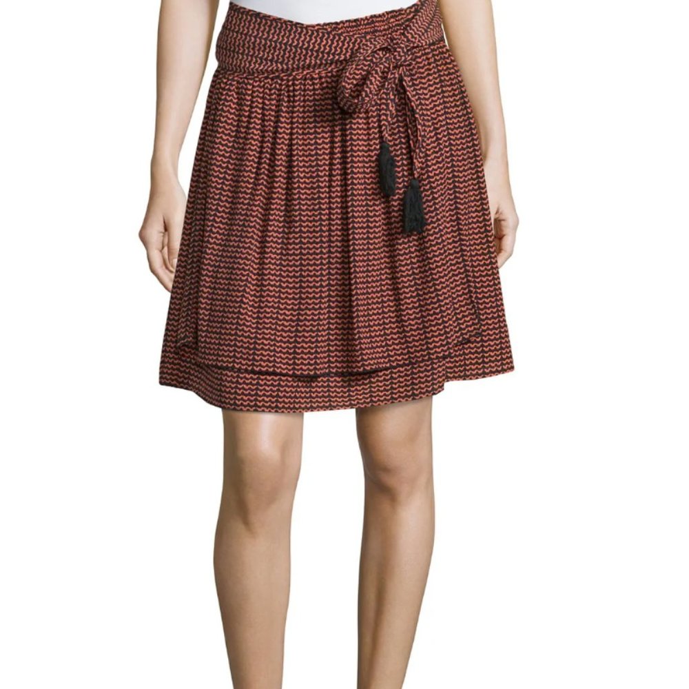 Apiece Apart Baja Tie Skirt – Navy & Burnt Orange – Silk – Size 4